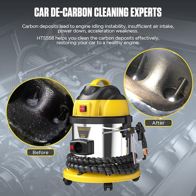 Walnut Sand DE-Carbon Cleaner HTS558 Engine Intake Valve Cleaner Valvetronic System Walnut Powder Sand Carbon Deposit Cleaning Tool Car Walnut Blaster Cleaner With 23pcs Car Model Adapters 110V/220V