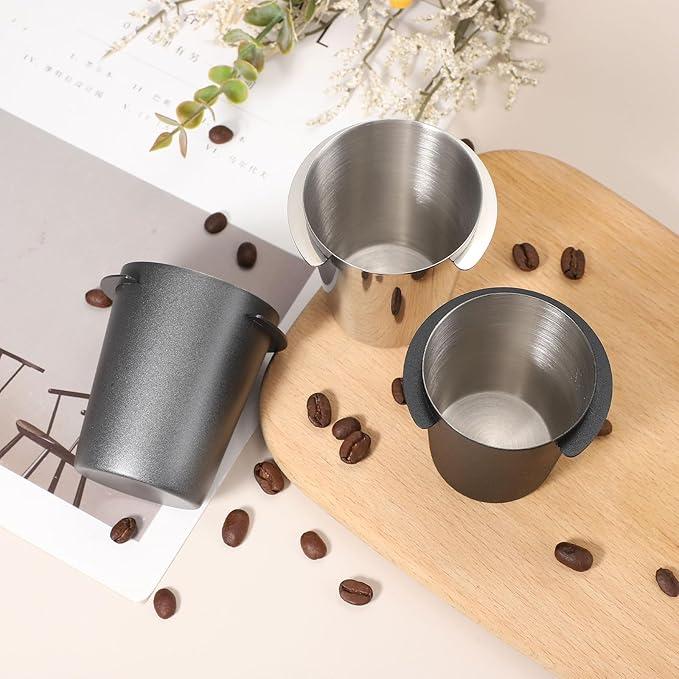 uxcell 51mm Coffee Grinder Powder Cup, Stainless Steel Espresso Coffee Powder Feeder, Espresso Coffee Machine Tools for Coffee Tamper (Black)