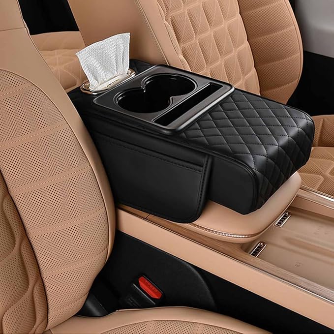 Car Armrest Cushion for Benz SLK 1998-2006,5-in-1 Center Console Cover Gel Center Console Pad with Memory Foam, Non-Slip Comfort Elbow Rest for Long Drive,34 * 17.5 * 7black