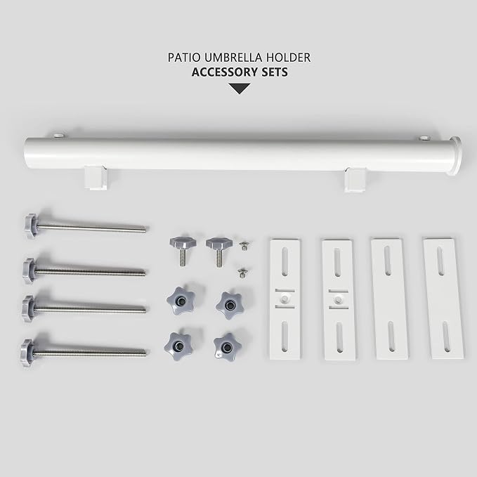 304 Stainless Steel Patio Umbrella Holder, Heavy-Duty Umbrella Deck Mount, for Outdoor Umbrella Holder for Deck Railing,Post Deck Umbrella Mount (Post, White)