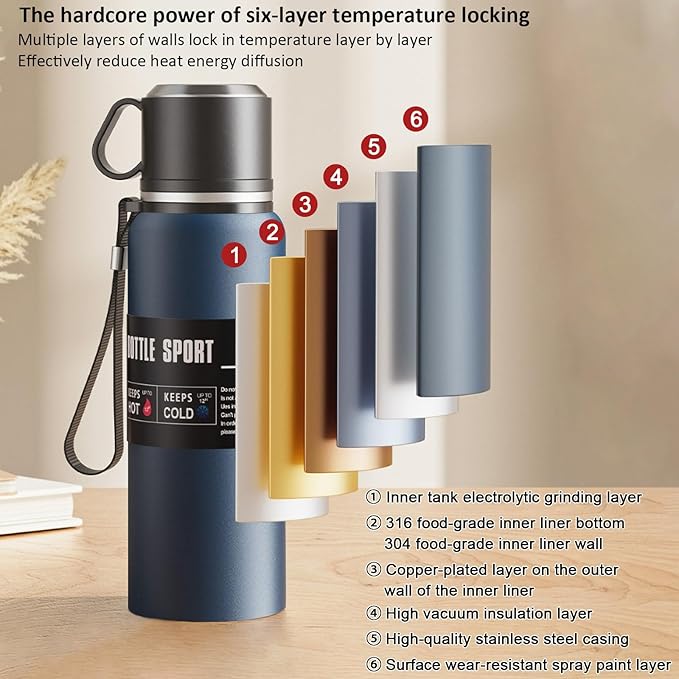 Double wall vacuum Leakproof stainless steel wide mouth insulated water bottle;tea tumbler with tea strainer infuser basket,cup and lid; travel coffee thermoses hot drinks;portable cold thermal flask