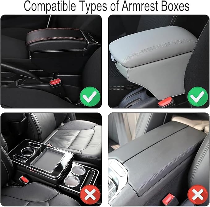 Car Armrest Cushion for Isuzu D-MAX MU-X 2015-2025, Center Console Covers Pad Leather Accessories, Arm Rest Protector Mat with Side Storage Bag for SUV/Sedan/Truck,A/Black