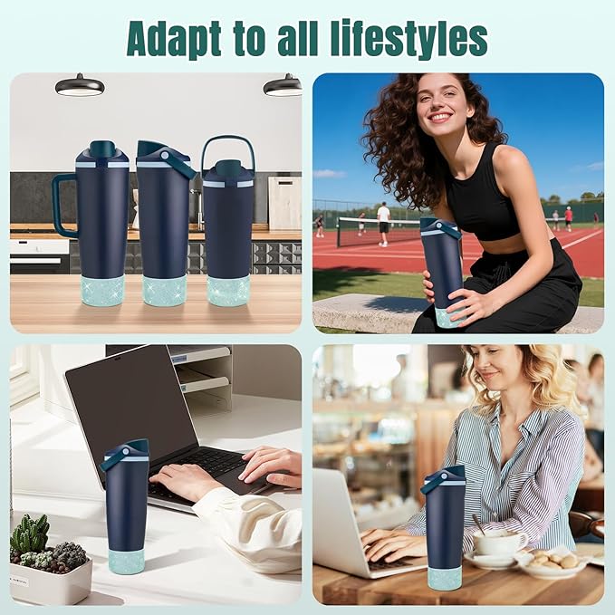2PCS Silicone Boot Compatible with Owala 30oz & 40oz FreeSip Sway Bottles & Tumblers, Protective Anti-Slip Bottom Cover Sleeve for Freesip Sway Tumbler