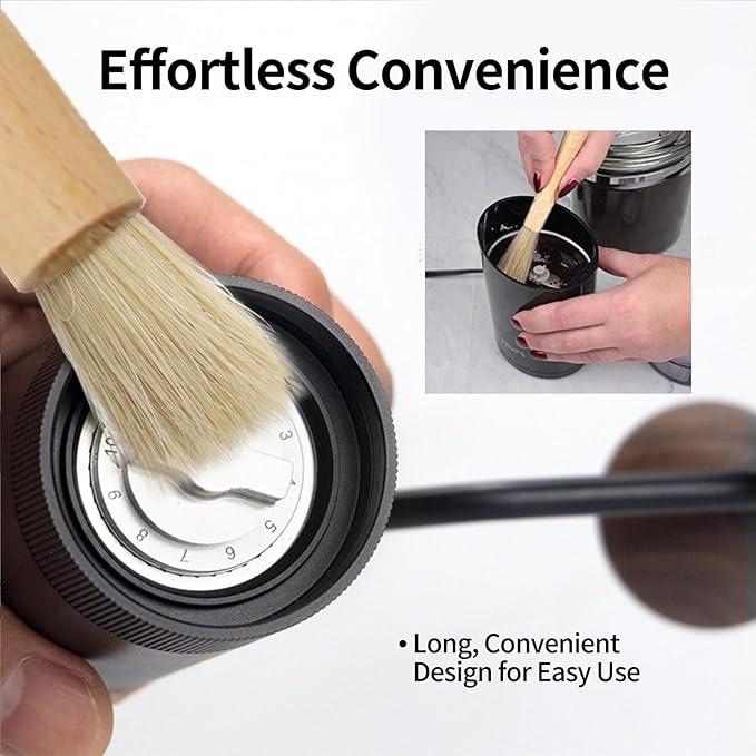 2 Pack Coffee Grinder Cleaning Brush Heavy Wood Handle Natural Bristles Dusting Espresso Brush and Nylon Espresso Machine Brush Burr Grinder Cleaner for Toaster Pollen Pot Barista Kit Tool