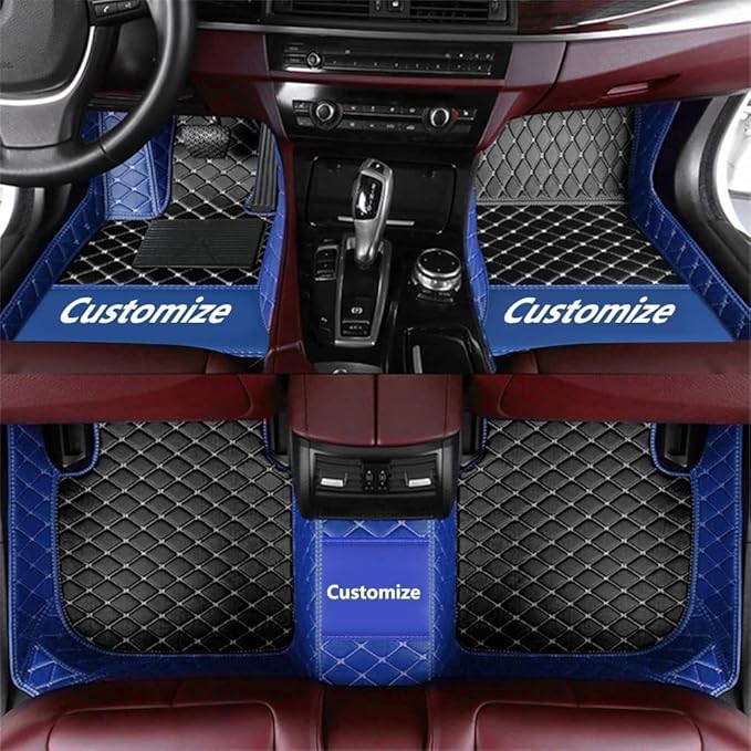 Custom Personalized Floor Mats for Cars，Luxury Full Coverage All Weather Car Floor Mats，Anti-Slip Leather Car Mat Set ，Custom Floor Mats for 99% of Cars, Trucks & SUVs (Purple Black)