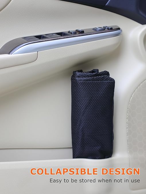 Ginsco 2 Pack New Leak-Proof Travel Car Trash Bag, 3.5 Gallons Large Capacity Hanging Car Trash Can with Hook and Loop Lid and Handle, Multipurpose Trash Bin with Storage Pockets for SUV RV Camping