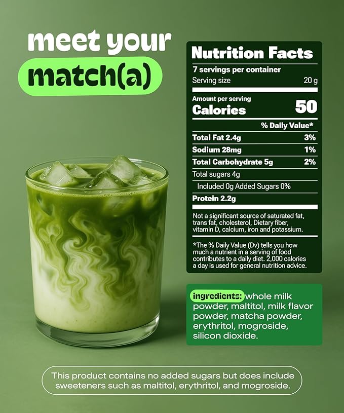 MatchaDNA Matcha Powder Sticks 7 Pack (20g Each) – Sweetened with Milk, No Sugar Added – Organic Matcha Powder Green Tea Latte Mix for Hot or Iced Drinks – Organic Macha Tea, Smooth Energy Boost