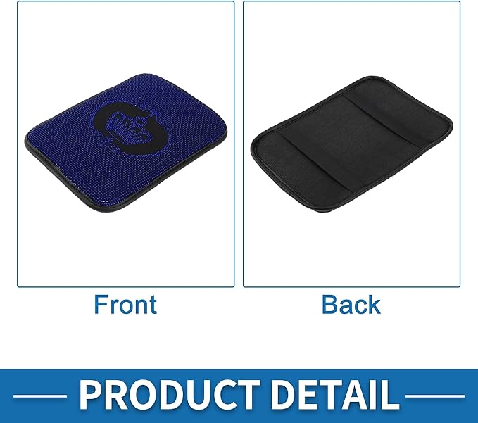 Car Armrest Cushion Pad Non-slip 12.20"x8.66" Suede Blue,Black Center Console Lid