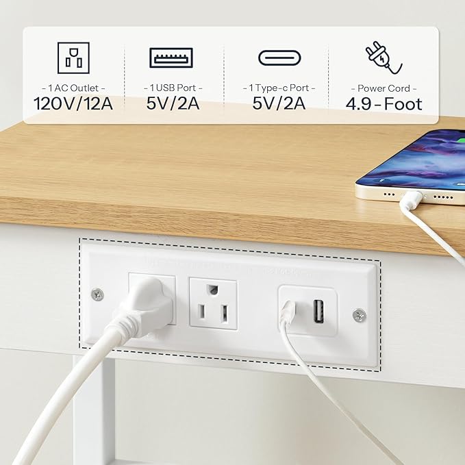HOOBRO Side Table with Charging Station and USB Ports, Small End Table for Small Space, 3-Tier Nightstand with Adjustable Shelf, for Living Room, Bedroom and Balcony, Natural and White WN112BZ01
