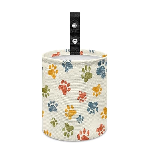 Dog Paw Car Rubbish Bin Portable Waste Basket Can Foldable Auto Waste Storasge Bag Holder with Adjustable Strap for Camping, Travelling, Picnic