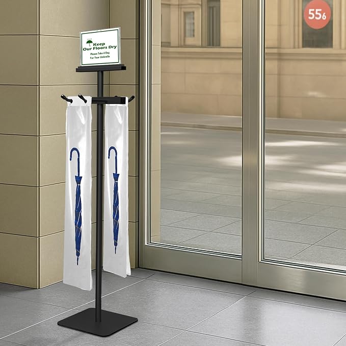 Umbrella Bag Stand, Umbrella Holder Stand with Free 200 Disposable Large Plastic Umbrella Bags, Wet Umbrella Bags Stand