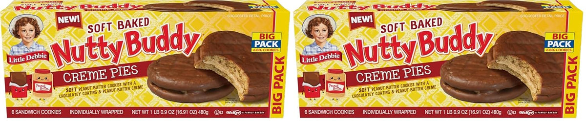 Little Debbie Nutty Buddy Creme Pie Big Pack, 16.9 oz Box