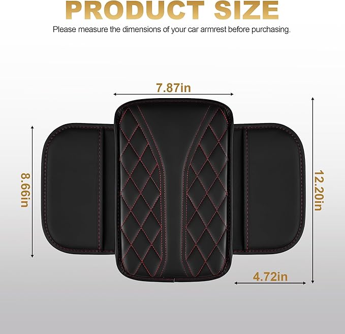 Center Console Cover Fit for Clarity: Scratch and Wear Resistant Console Cover Leather with 2 Storage Bags -Upgraded Armrest Coverfor Car,Anti-Scratch Auto Armrest Pad Accessory （Black&Red
