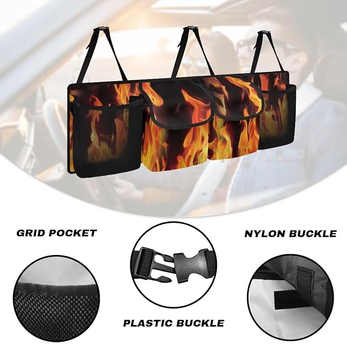 Fire Trunk Organizer Suv Trunk Hanging Storage Bag Back of Seat Car Organizer for Grocery Cargo Car Back Seat Organizer for SUVs, Vans, Cars for Men Women