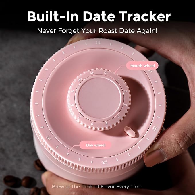 Bincoo Coffee Canister, Large Stainless Steel Coffee Bean Storage Container with Date Tracker, One-Touch Vacuum Seal Coffee Canister, Airtight Food Storage Container Freshness Kit for Coffee Beans