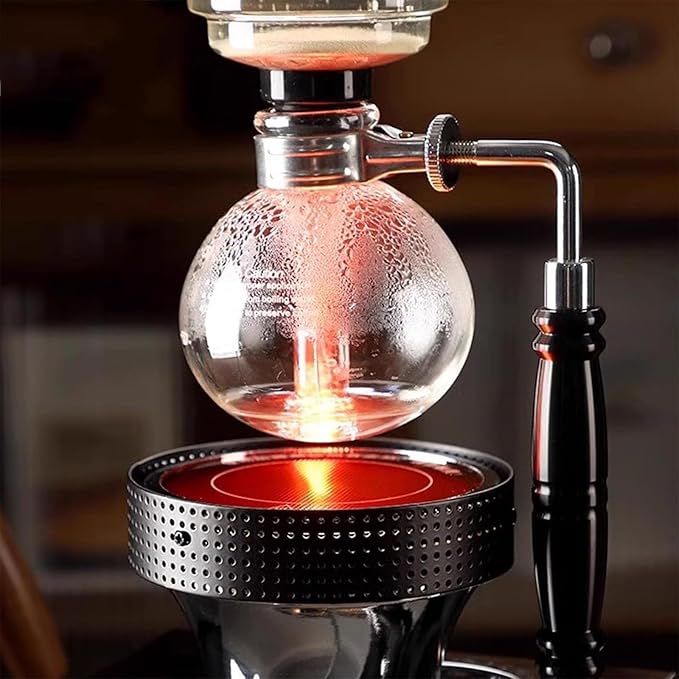 Vacuum Siphon Coffee Maker, Siphon Coffee Maker With Halogen Lamp Heater, Durable Glass, endure temperature extremes crack resistance & Adjustment Temperature for home and professional cafe