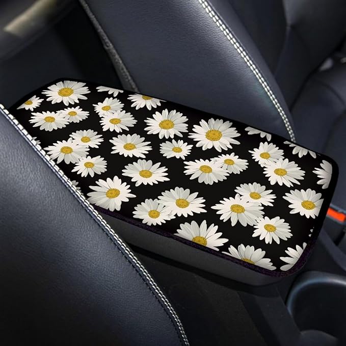 Mintutlipy Daisy Car Center Console Cover Cute Decor Accessories Sweat Proof Dust Proof Car Armrest Protector Car Seat Box Cover