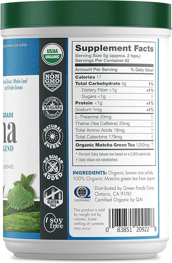 Green Foods Organic Matcha, 11oz (Pack of 2)