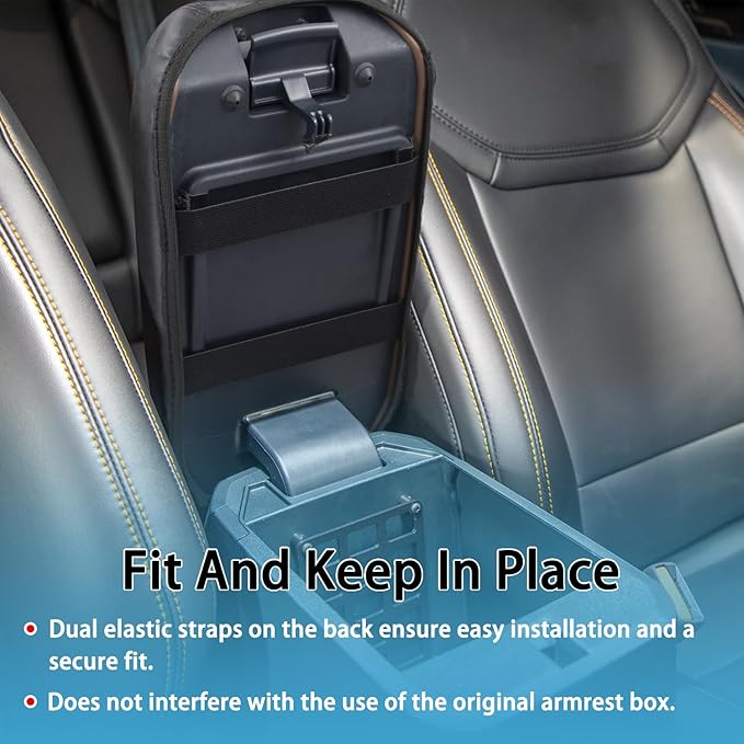 Center Console Armrest Cover Fit for Ford Maverick Accessories 2022-2025 2026 Armrest Case Arm Rest Storage Box Pad Console lid Protector Leather Seat Box Cushion (Black Stitches)