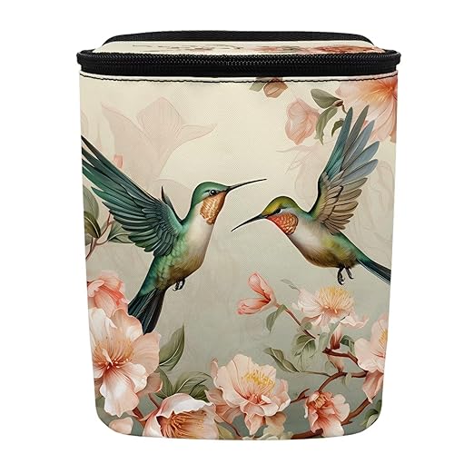 Retro Hummingbird Car Trash Bag Bin Hanging Leak Proof Reusable Automotive Garbage Can with Lid,Durable Car Accessories Auto Organizer and Storage