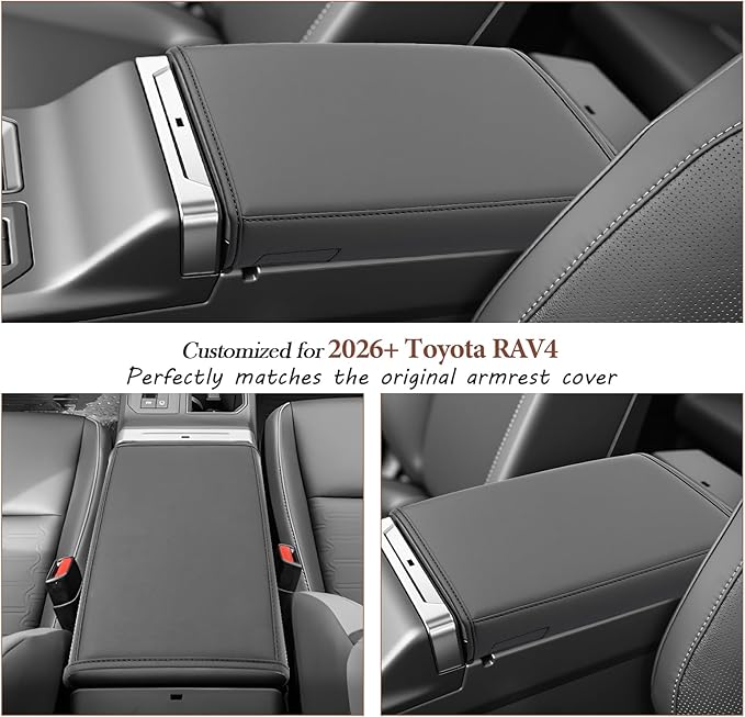 SKTU for 2026 Toyota RAV4 Armrest Cover for 2026+ Toyota RAV4 (LE/SE/XLE Premium/Woodland/XSE/Limited) Center Console Cover Toyota RAV4 2026 Accessories Console Cushion Cover Soft