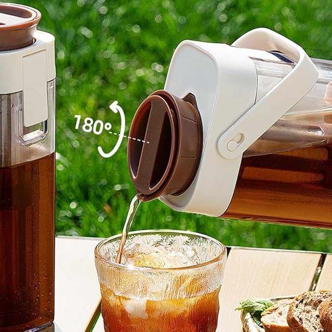 watchget Cold Brew Coffee Maker, 1000ml/35oz Iced Tea and Coffee Brewer with Removable 350 Mesh Filter, Portable Space-saving and Airtight Seal Pitcher for Home and Garden
