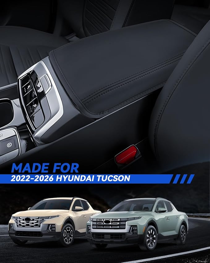 Armrest Cover for 2022 2023 2024 2025 2026 Hyundai Tucson (SE/SEL/SEL Convenience/XRT/N Line/Limited) Accessories Center Console Middle Lid Pad Protector for Car Elbow Rest