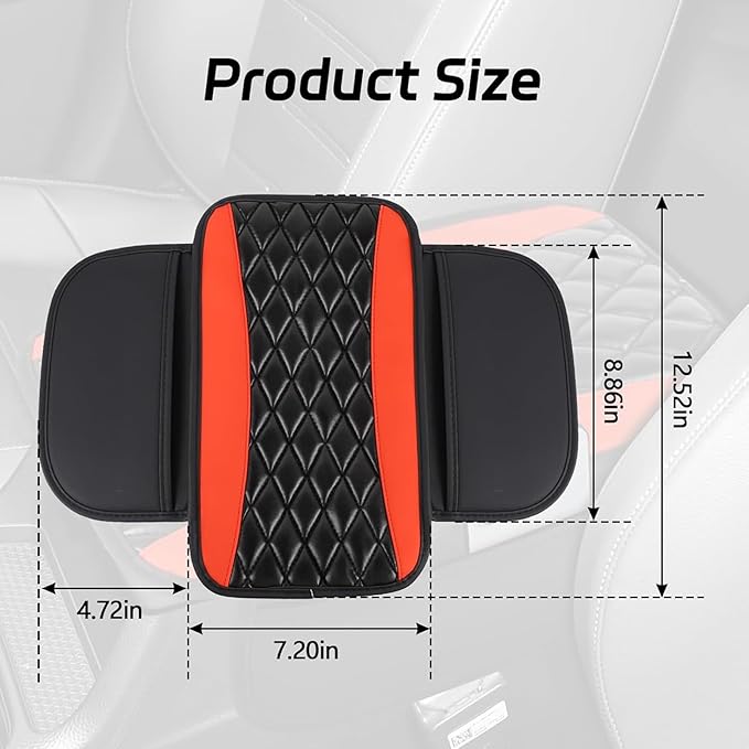 Car Center Console Cover for Acura MDX 2022 2023 2024, Memory Foam Arm Rest Cover Pad Comfortable Waterproof Armrest Cushion with 2 Storage Bags Universal Accessories,B/Red