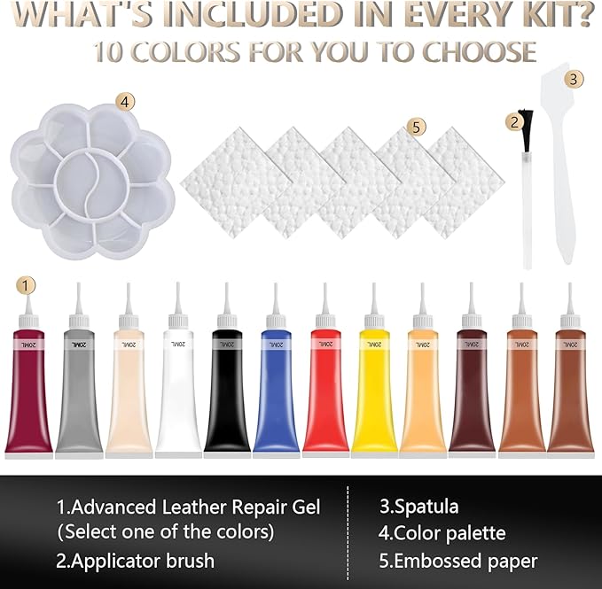 2026 Upgraded Advanced Leather Repair Gel, Multifunctional Leather Repair Kit for Car Seat Vinyl Repair Kit, Professional Leather Repair Coloured Cream Gel, Couch and Jacket Repair Kit (Coffee*)