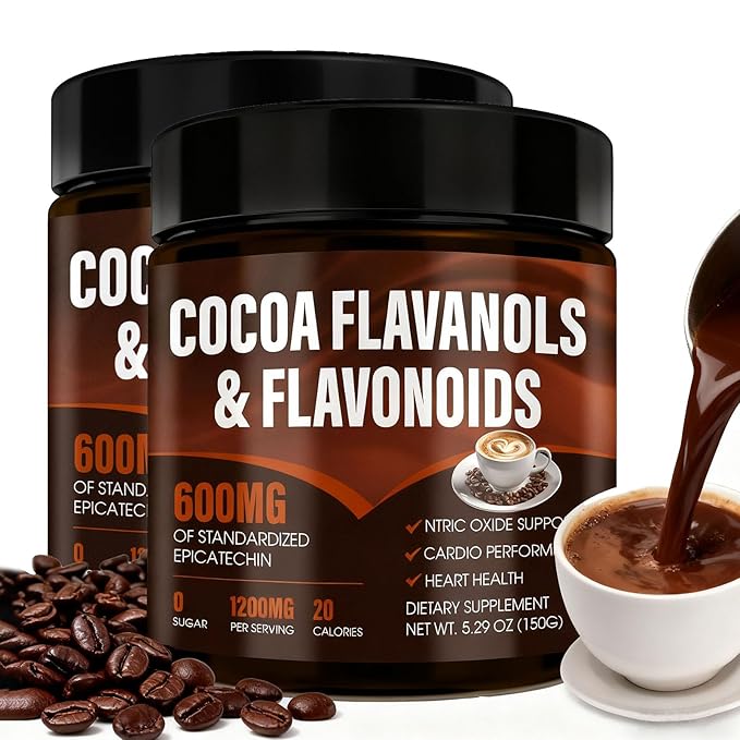 High Flavanol Cocoa Powder, Cocoa Flavanols 1200mg & Flavonoids, Improve Circulation, Energy, Supports Heart Health (2)