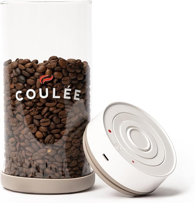 Coffee Rechargeable Vacuum Glass Canister, Kitchen Appliances, Store Coffee, Tea, or Pantry Items, Home Essentials, Kitchen Food Organizer, Food Container, USB Charger, 1.35L Capacity