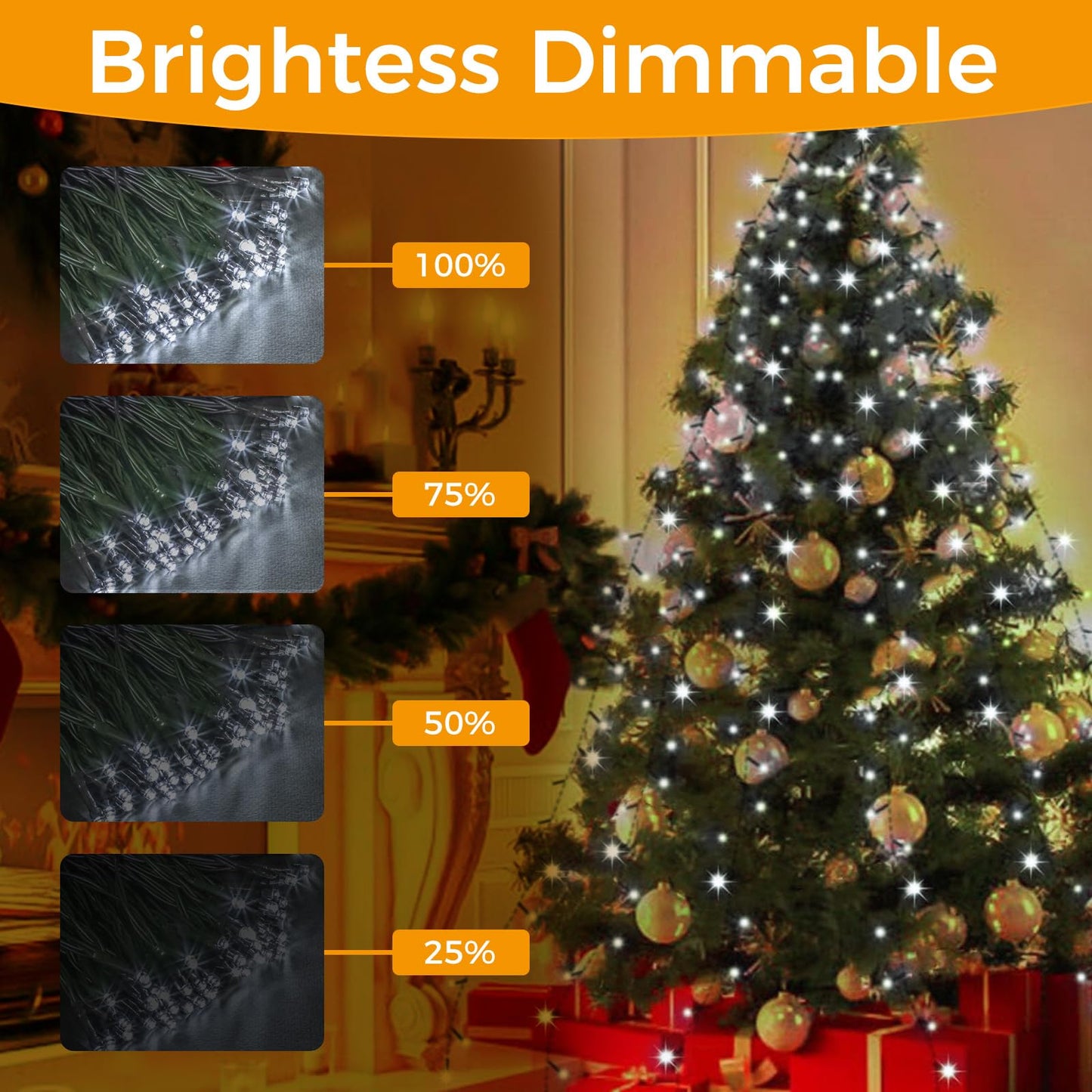 litogo Christmas Tree Lights 480LED Fairy Lights 9.8FT Remote 8 Modes Waterproof Dimmable Cool White TL24AC