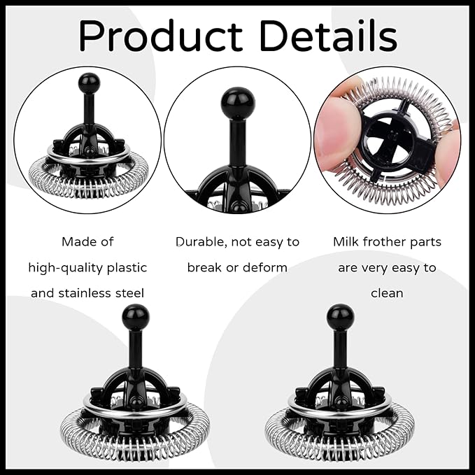 2pcs Whisk Compatible With Aeroccino 3/4 / Plus,Durable Stainless Steel Construction,Aeroccino 4,Frother Parts,Milk Frother,Replacement Whisk For Frother Parts，Stainless Steel（Black）