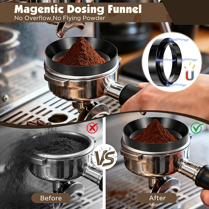 8 PCS Espresso Accessories Kit,51mm Espresso Tamper Tools,WDT Tool Espresso,Espresso Tamping Station, Distributor, Stirrer, Dosing Funnel,Puck Screen, Brush and Latte Art Pen