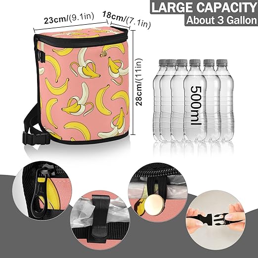 Banana Car Trash Can Cute Fruit Pink Car Garbage Bag with Lid Hanging Waterproof Leak Proof Vehicle Storage Bin