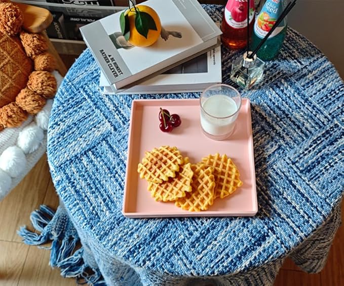 Small Square Serving Tray (9 inch), Durable Pink Tray for Desserts & Organization, Lightweight for Coffee, Drinks, Party, Seasoning, Perfume and Display.