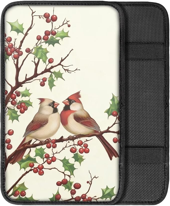 Cardinal Print Print Armrest Cushion Cover for Car Scratch Proof Car Center Console Armrest Protector Cover Universal Fit Truck Sedan SUV