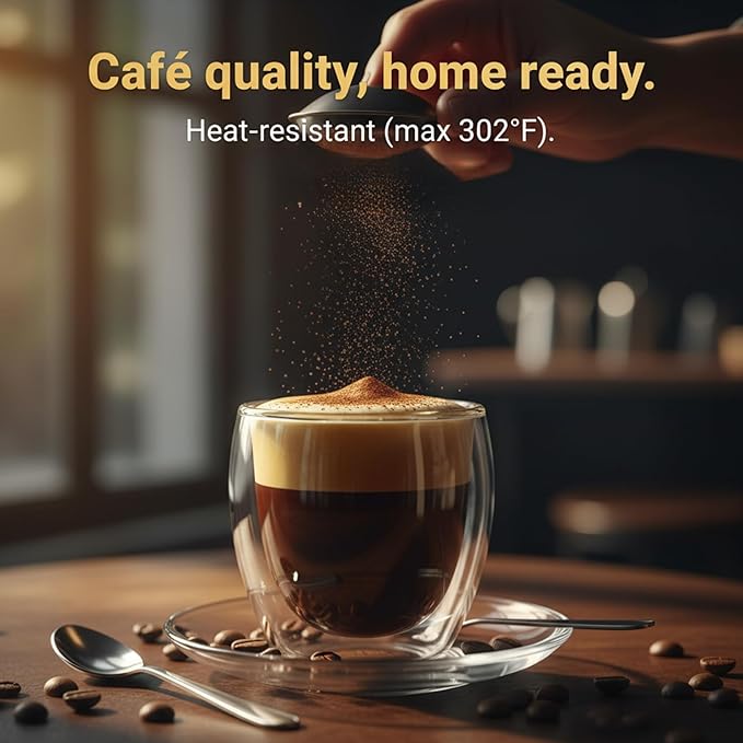 Double Walled Coffee Cups Glasses Mugs 9oz Set of 4 | Heat Resistant Borosilicate Clear Glass Espresso Latte Cappuccino Tea Cups with Handle | Insulated Glass Coffee Mugs Ideal for Gifting