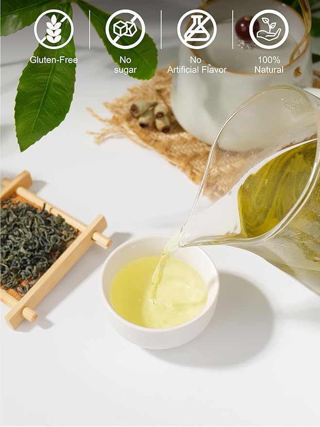 TeeLux Green Tea Loose leaf, Premium Early Spring Green Tea, Fresh & Mellow Taste, Handpicked Young Leaves & Buds, 16oz