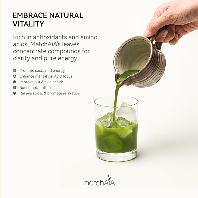 MatchAiA Organic Matcha Green Tea Powder - Premium Culinary Grade, USDA Certified, 100% Pure - Perfect for Lattes, Smoothies, Desserts and Baking - Sugar Free, Gluten Free (150g / 5.3oz Pouch)