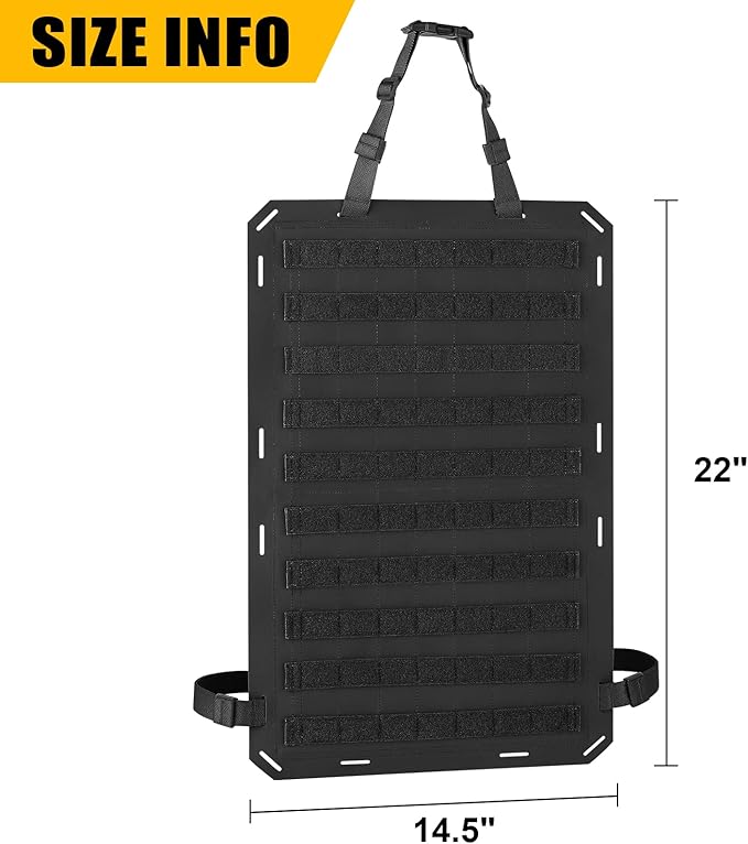 Molle Panels for Car Back Seat, Tactical Seat Back Organizer Covers for Vehicles Truck, Tactical Car Accessories Foldable for Universal Automotive (BK-Foldable)