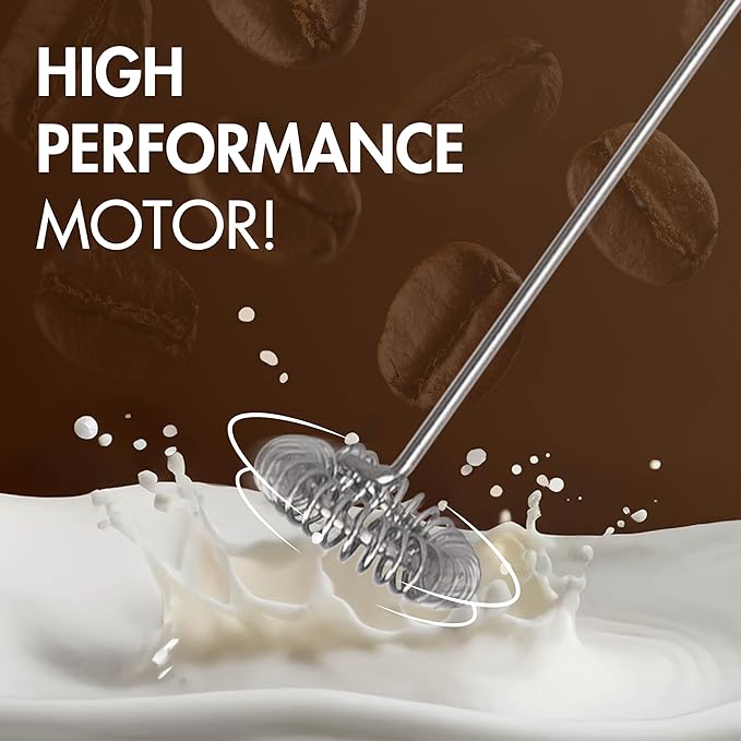 Primula Handheld Electric Milk Frother, Powerful Motored Whisk, Portable Battery-Powered Mini Drink Mixer for Latte, Cappuccino, Matcha & More, Cream
