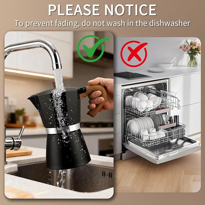 Mongdio Stovetop Espresso Maker Moka Pot, Cuban Coffee Maker Stove top coffee maker Moka Italian Espresso Greca Coffee Maker Brewer Percolator, 6 Espresso Cups, 10 oz - Black