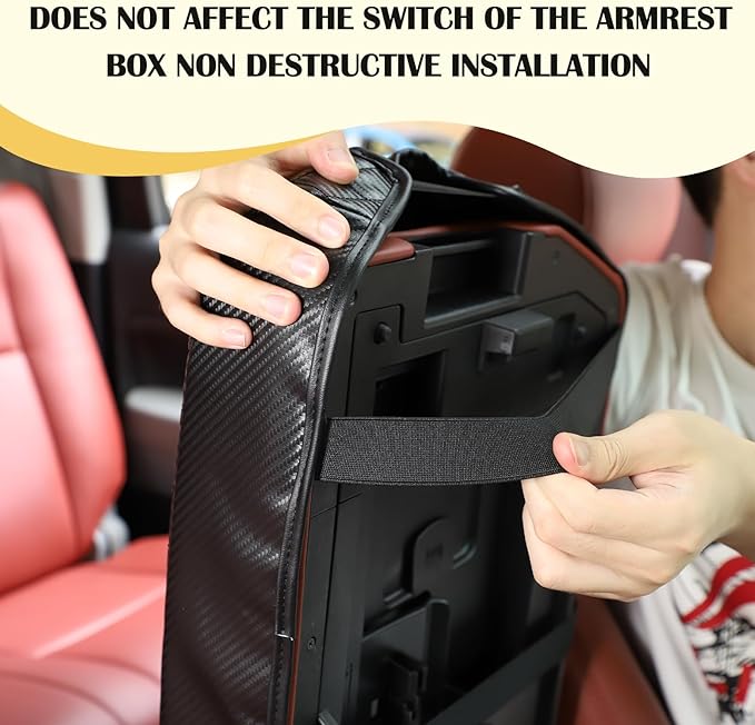 Armrest Box Cover, Center Console Armrest Cover Kit Compatible with Toyota Tundra 2007-2013 & Sequoia 2008-2015, Console Armrest Cushion Automotive Customized Console Armrest Cushion (carbon fiber)