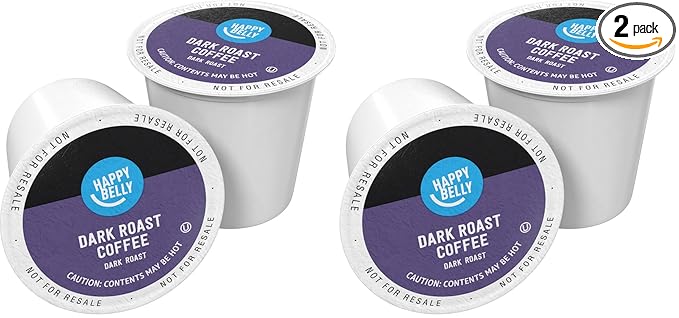 Amazon Brand - Happy Belly Dark Roast Coffee Pods, Compatible with Keurig 2.0 K-Cup Brewers, 100 Count (Pack of 2)