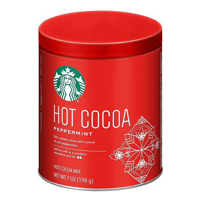 Starbucks Hot Cocoa Mix Tin, Peppermint Hot Cocoa Mix, 7 Ounce Tin (Pack of 6)
