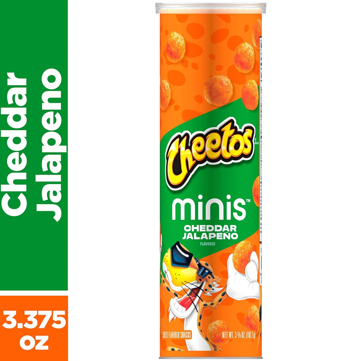 Cheetos Minis, Cheddar Jalapeno, 3.625 oz Canister