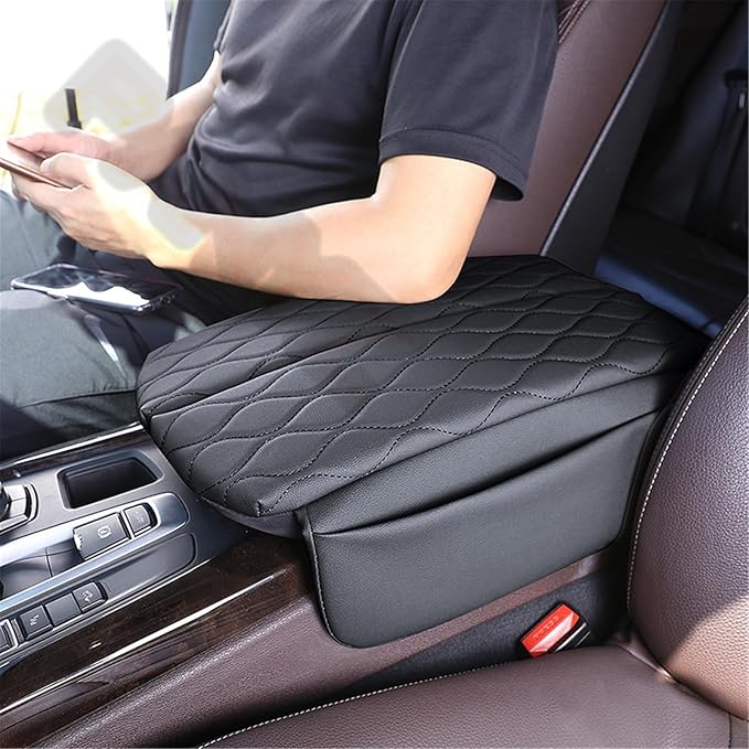 Center Console Cover,Compatible with BMW X5 F15 2014-2018 X6 F16 2015-2019 Car Armrest Box Pad Soft Leather Elbow Support Arm Rest Cushion(Beige)
