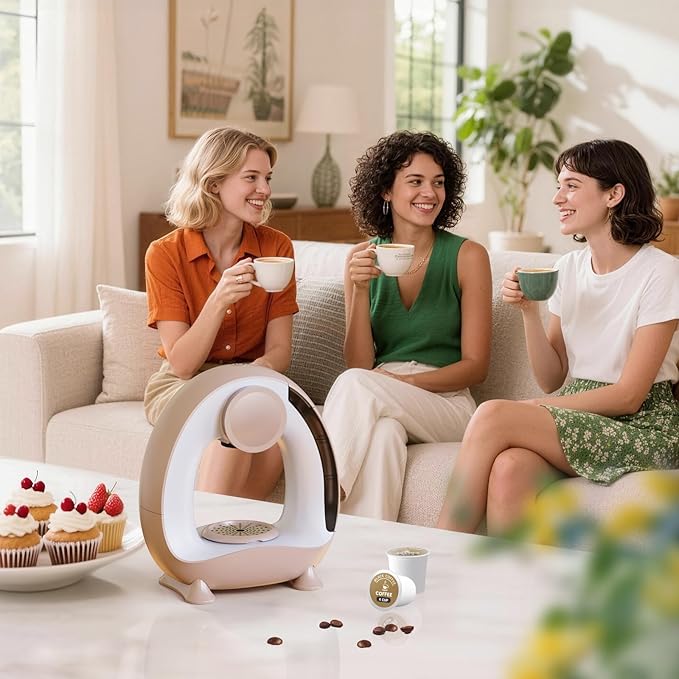 3 in 1 Single Serve Coffee Maker for K Cup,Ground Coffee and Tea Leaves,1400W 20s Fast Heating Mini K Cup Coffee Brewer,One Button Operation,Spring Easter Outdoor Portable for Small Spaces