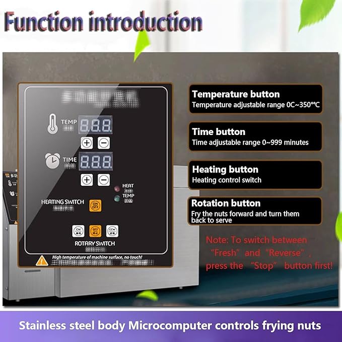 Commercial Coffee Bean and Nut Roaster Machine - Digital Roaster with Adjustable Timing & Temperature Control for Peanuts, Sesame, Cashews, and Chestnuts,Type10